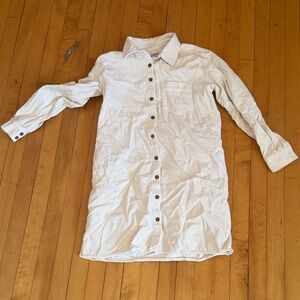 Madewell Ivory Corduroy Shirt Dress